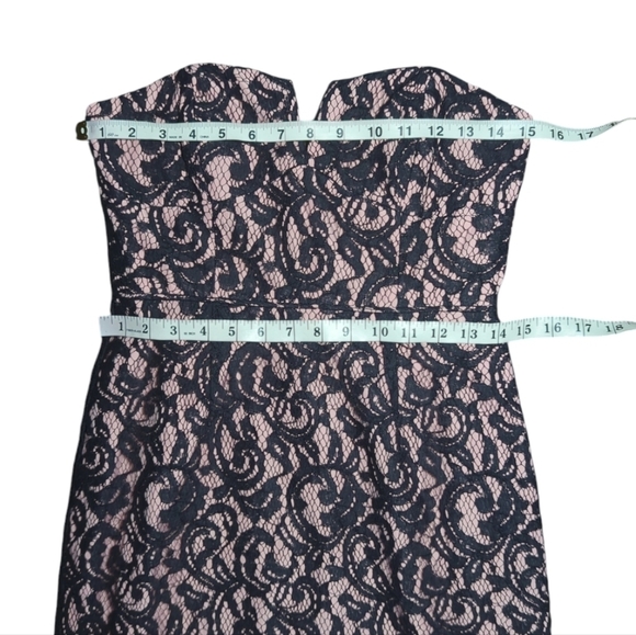 J. Crew Collection Blush And Black Sweetheart Lace Cocktail Dress Size 4 - Picture 3 of 7